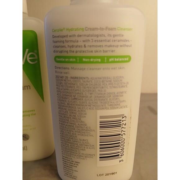 (2)CeraVe Hydrating Facial Cleanser Hyaluronic Acid for Normal to Dry Skin 3oz - Picture 4 of 10